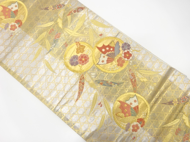 JAPANESE KIMONO / ANTIQUE FUKURO OBI / SILK / WOVEN WILLOWS